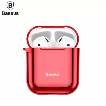 Baseus Metallic Shining ultrahohut silikoninen suojakotelo koukulla AirPods 1 / 2 punainen