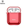 Baseus Metallic Shining ultrahohut silikoninen suojakotelo koukulla AirPods 1 / 2 punainen