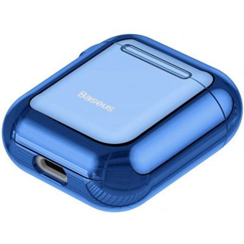 Baseus Metallic Shining ultrahohut silikonisuojakuori koukulla AirPods 1/2 -laitteelle sininen