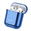 Baseus Metallic Shining ultrahohut silikonisuojakuori koukulla AirPods 1/2 -laitteelle sininen