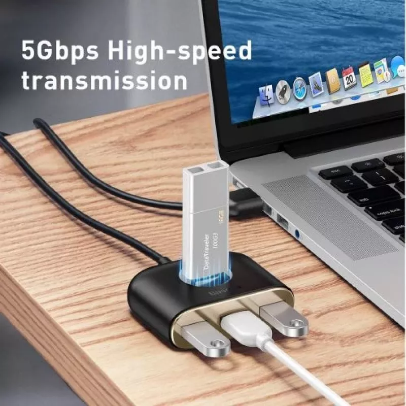 Baseus Square Round USB-sovitin USB 3.0 / 3x USB 2.0 / 1 m