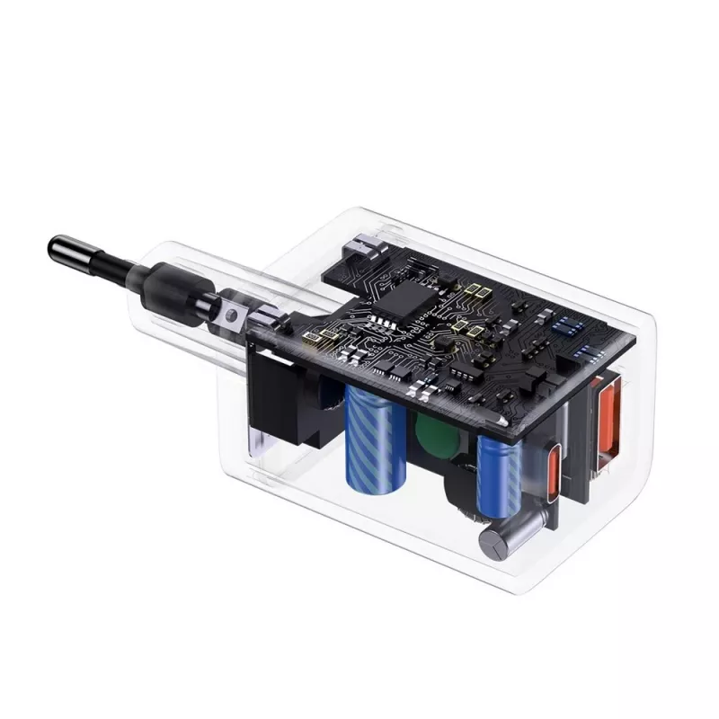 Baseus Super Si Pro Mini -pikalaturi 30W, USB-C + USB-A, PD 3.0, QC 3.0, EU-pistoke, musta (CCSUPP-E01)