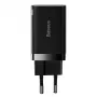 Baseus Super Si Pro Mini -pikalaturi 30W, USB-C + USB-A, PD 3.0, QC 3.0, EU-pistoke, musta (CCSUPP-E01)