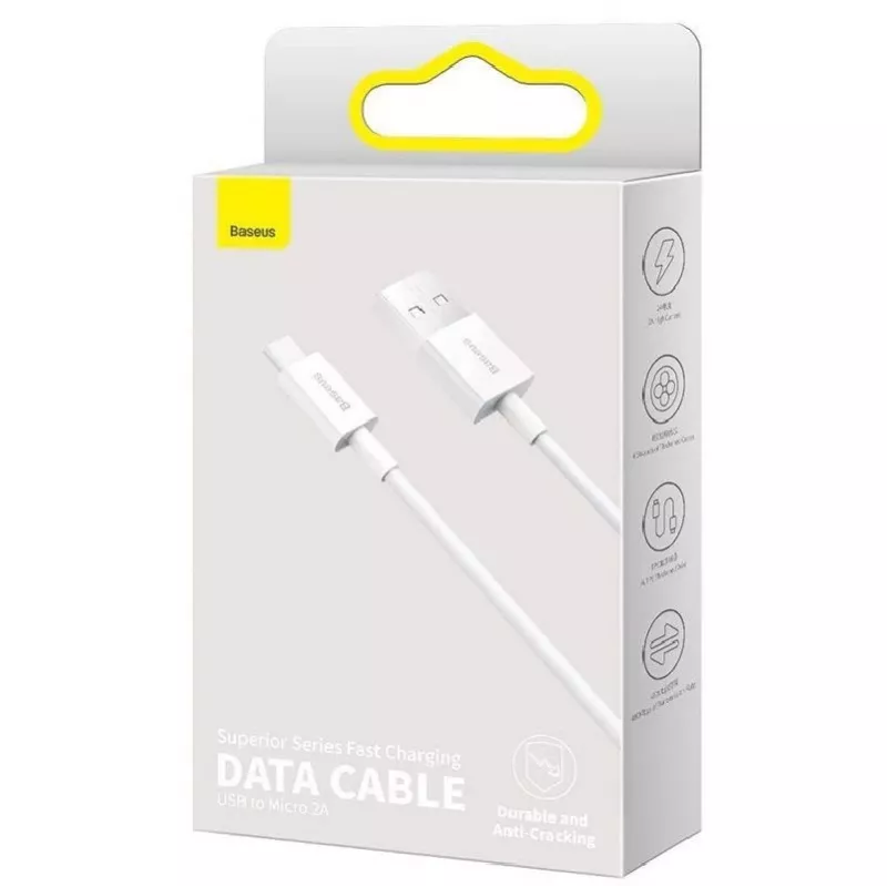 Baseus Superior Fast Charging datakaapeli MicroUSB 1m valkoinen