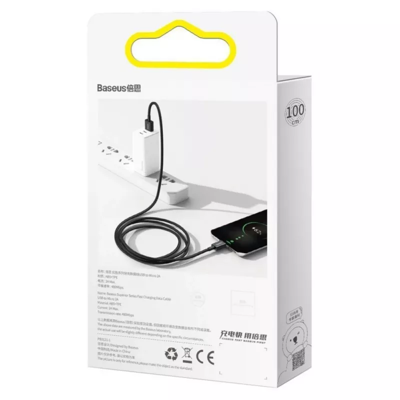 Baseus Superior pikalataus- ja datakaapeli USB-A–Micro USB 1 m musta