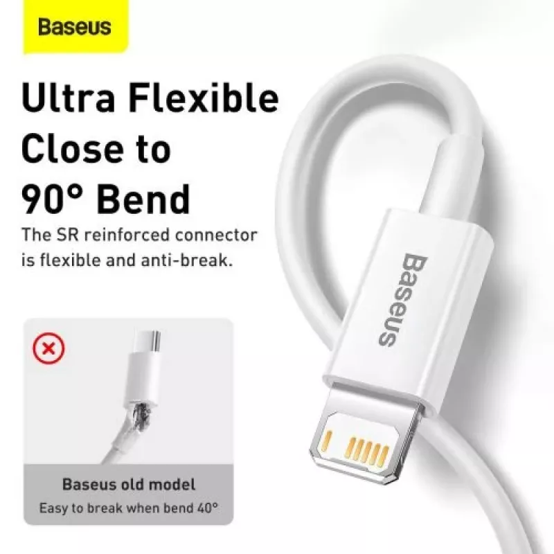 Baseus Superior Series Lightning-kaapeli, pikalataus, data 2.4A, 1.5m valkoinen (CALYS-B02)