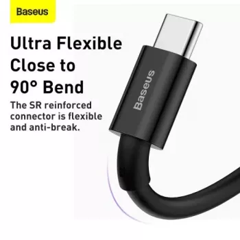 Baseus Superior Series USB-A - USB-C pika- ja datakaapeli, 66W (11V/6A), 2m, musta (CATYS-A01)