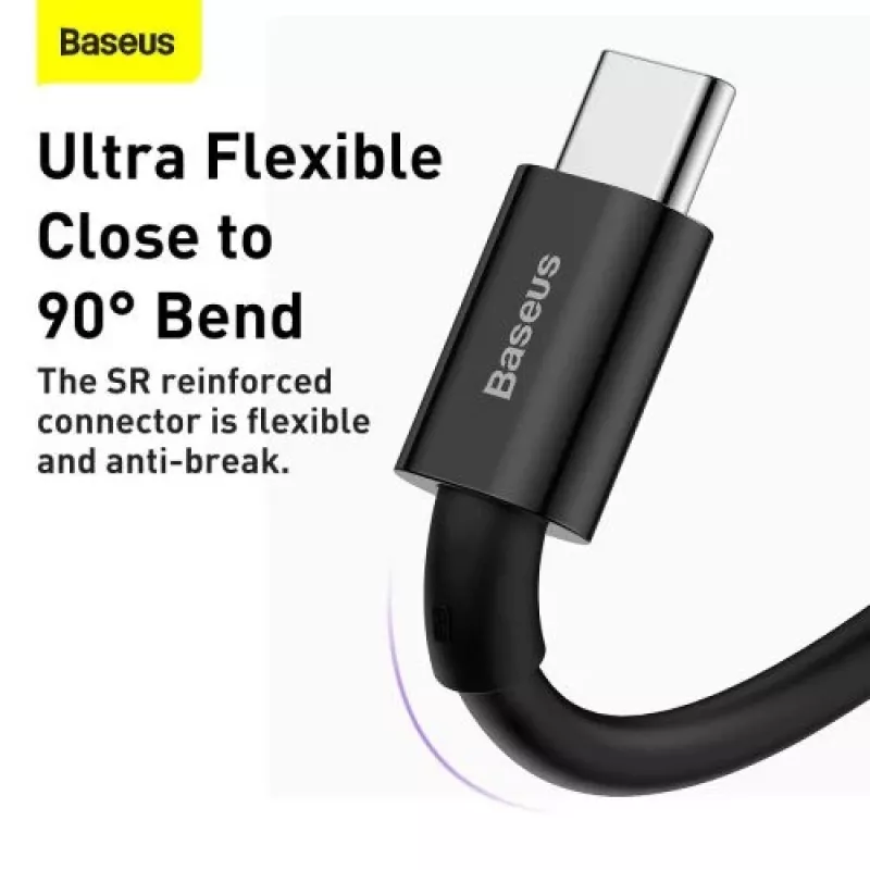 Baseus Superior Series USB-A - USB-C pika- ja datakaapeli, 66W (11V/6A), 2m, musta (CATYS-A01)