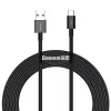 Baseus Superior Series USB-A - USB-C pika- ja datakaapeli, 66W (11V/6A), 2m, musta (CATYS-A01)