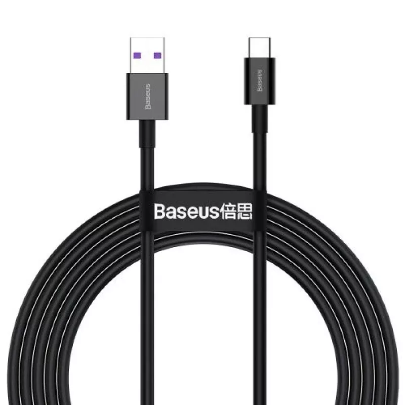 Baseus Superior Series USB-A - USB-C pika- ja datakaapeli, 66W (11V/6A), 2m, musta (CATYS-A01)