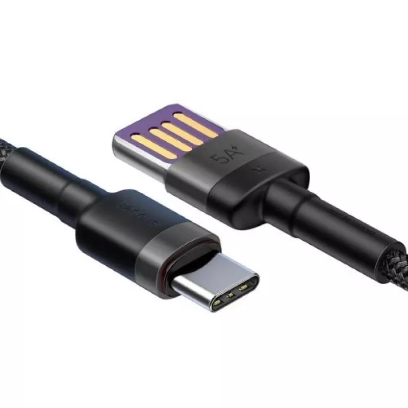 Baseus Cafule SuperCharge USB-A–USB-C-kaapeli, 40W, 5A, QC 3.0, 1 m, musta/harmaa