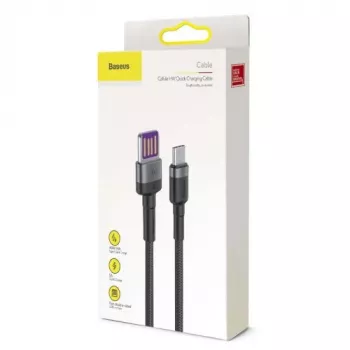 Baseus Cafule SuperCharge USB-A–USB-C-kaapeli, 40W, 5A, QC 3.0, 1 m, musta/harmaa