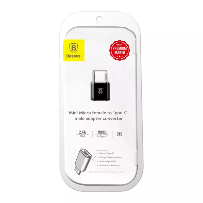 Baseus USB 2.0 Type-C - Micro USB OTG -adapteri (musta)