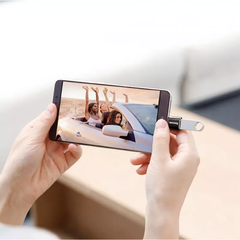Baseus USB 2.0 Type-C - Micro USB OTG -adapteri (musta)