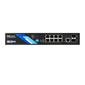 BCS B-SP08G-2SFP-M hallittava Layer 2 teollisuus Ethernet-kytkin, 8 Gigabit-porttia, 2 SFP-paikkaa, DIN-kisko