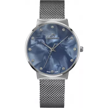 BELLEVUE naisten B14 33 mm kvartsikello hopea ruostumaton teräs mesh