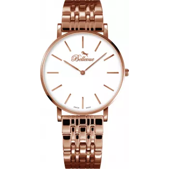 BELLEVUE Woman D32 40mm kvartsi-analogikello hopeinen kellotaulu musta nahkaranneke