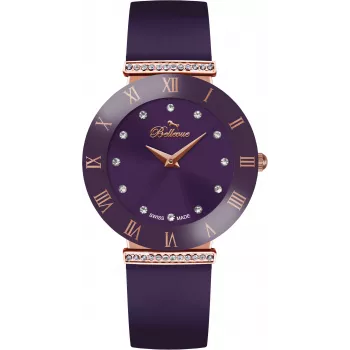 BELLEVUE Woman E114 26 mm kvartsi-analogikello hopeinen kellotaulu musta nahkaranneke