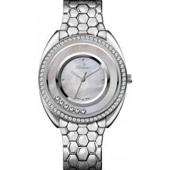BELLEVUE Woman F51 kvartsi analoginen kello 33 mm hopeinen kellotaulu musta nahkaranneke
