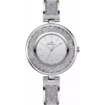 BELLEVUE naisten kello E67 kvartsi analoginen 33 mm ruostumaton teräs mesh hopea