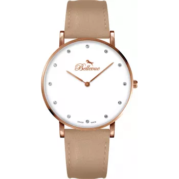 BELLEVUE naisten kello B54 (40 mm) ruostumaton teräs mesh hopea