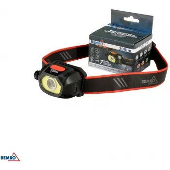 BEMKO C49-LTC02 monitoiminen ladattava LED-otsalamppu, 200lm, 6500K, 1200mAh, IP44