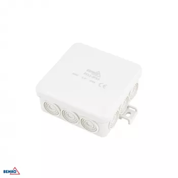 BEMKO E04-PI12-IP55 pinta-asennettava jakorasia 85x85x36,5mm IP55 12 läpivientiä vaaleanharmaa