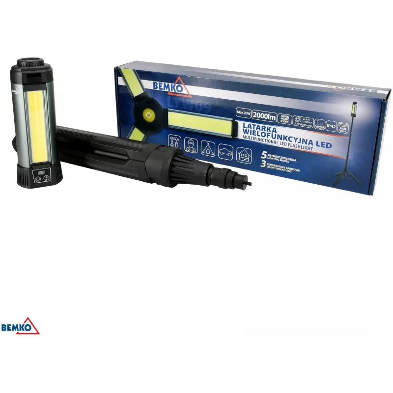 BEMKO C49-LTW09 monitoimi-LED-taskulamppu, 6000 mAh, IP42