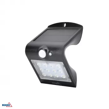 BEMKO TRINGO aurinko-LED-valonheitin 1,5W 220lm 4000K IP65 musta PIR-tunnistimella C83-SOT-001BL-PIR