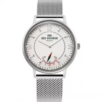 BEN SHERMAN miesten analoginen kvartsikello WB034SM 43 mm musta kellotaulu nahkaranneke