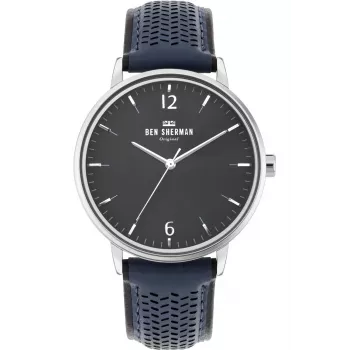 BEN SHERMAN miesten kello WB038U 43 mm musta kellotaulu musta keinonahkaranneke