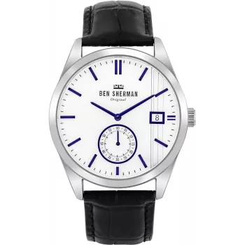 BEN SHERMAN miesten kello WB039UB 43 mm musta kellotaulu musta keinonahkaranneke