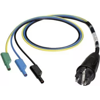 BENNING mittausadapteri Schuko-pistoke 4 mm lamelliholkkeihin, kosketussuojattu, 300 V CAT III, 16 A, musta 044142