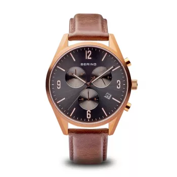 Bering miesten Classic kvartsikello 10542-562 42 mm ruskea kellotaulu ruskea ruostumaton teräs-meshranneke