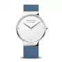BERING miesten Classic kvartsikello 15540-700 40 mm ruostumaton teräs mesh sininen auringonhiottu kellotaulu