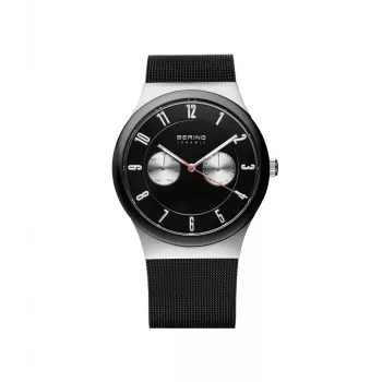 BERING miesten kello 32139-202 Classic Collection 39 mm kvartsi ruostumaton teräs mesh musta taulu