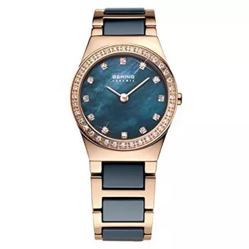 BERING naisten Classic kvartsikello 26 mm teräs mesh sininen sunray-kellotaulu 32426-767