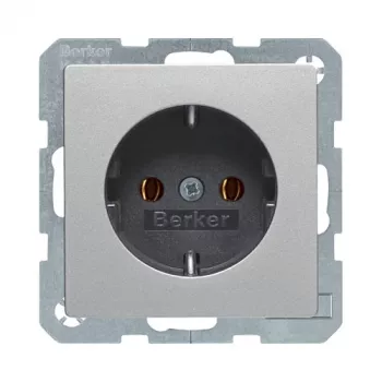 Berker 47436084 SCHUKO-pistorasia (tyyppi F) Q.1/Q.3 aluminium Velvet 16A