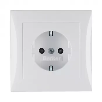 Berker S.1 SCHUKO-pistorasia kannella, polarvalkoinen (tyyppi F, 16 A, 250 V, uppoasennus)
