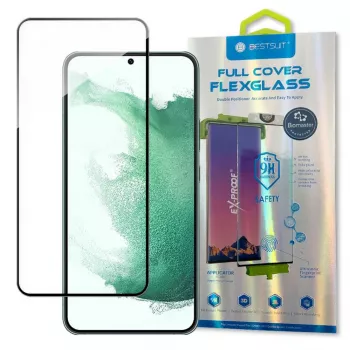 Bestsuit 3D Edge Nano Flexi Glass Full Screen karkaistu lasi näytönsuojus kehyksellä Samsung Galaxy S22+ (S22 Plus) läpinäkyvä