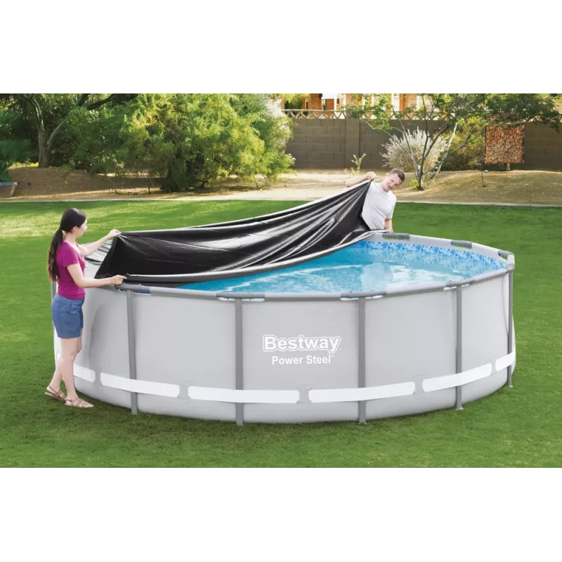 Bestway Flowclear allassuoja Steel Pro MAX Frame Pool 427 cm (14 ft) - sininen polyeteeni, köysikiinnikkeet