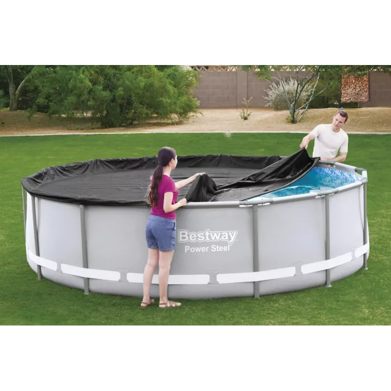 Bestway Flowclear allassuoja Steel Pro MAX Frame Pool 427 cm (14 ft) - sininen polyeteeni, köysikiinnikkeet