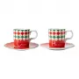 Bialetti Tricolore espresso-kuppisarja aluslautasten kanssa (2 kuppia, 2 aluslautasta)