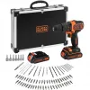 BLACK+DECKER 18V akkuiskuporakone BDCHD18BAFC, musta/oranssi, 2x 1,5 Ah Li-Ion akut, 80-osainen tarvikesarja, laukku