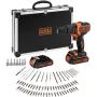 BLACK+DECKER 18V akkuiskuporakone BDCHD18BAFC, musta/oranssi, 2x 1,5 Ah Li-Ion akut, 80-osainen tarvikesarja, laukku
