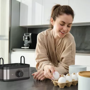 BLACK+DECKER BXKS4800E munankeitin, 400 W, 6 munaa, pehmeä/keskikova/kovakeitetty, musta
