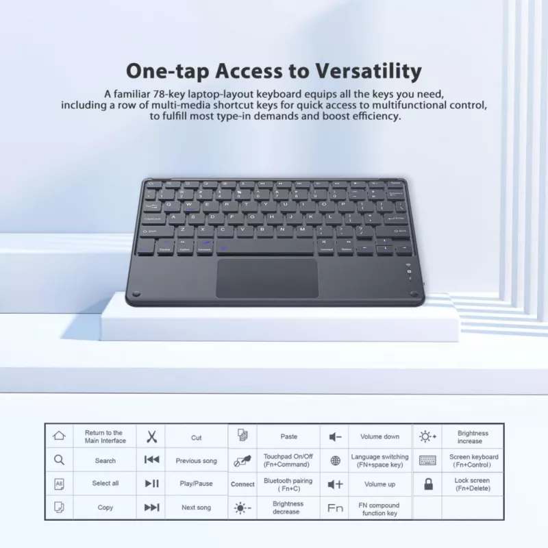 Blackview K1 Bluetooth-näppäimistö langaton ultralaiha 10 inch – 280mAh akku, Bluetooth 3.0, yhteensopiva Windows / Android / iOS kanssa, musta harmaa
