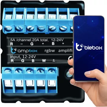 BLEBOX ampbox älykäs LED-ohjain 4-kanava Wi-Fi RGBW CCT 12-24V DC