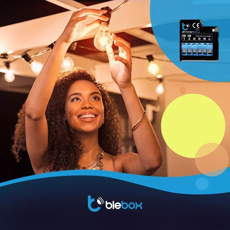 BLEBOX DimmerBox WiFi -älyhimmenninmoduuli 230V 250W himmennettäville valonlähteille
