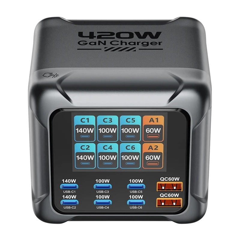 Blitzwolf BW-S33 420W 8-porttinen USB-A-laturi, musta